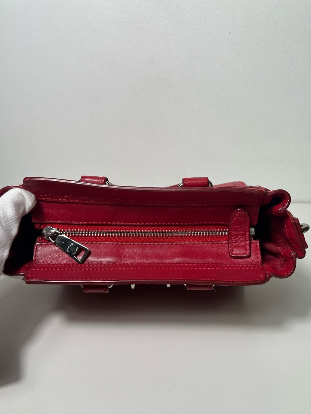 Coach Swagger 21 Red Leather Top Handle Crossbody Tote Satchel Purse Bag - Picture 11 of 15